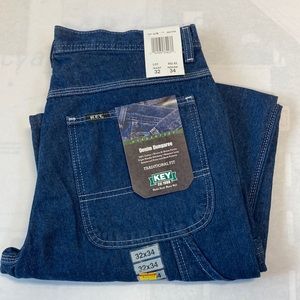New with tags. Key Denim Dungaree jeans size 32x34.